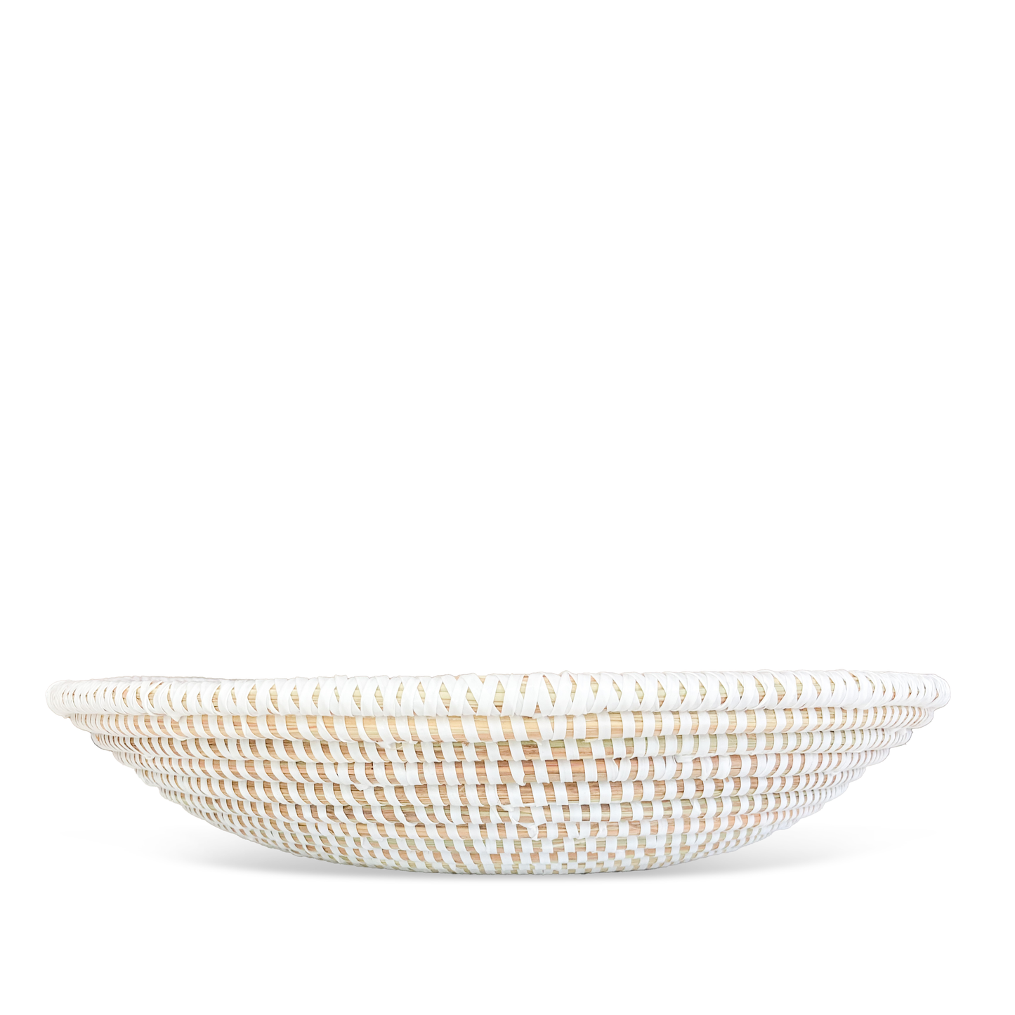 white tabletop round basket- side view