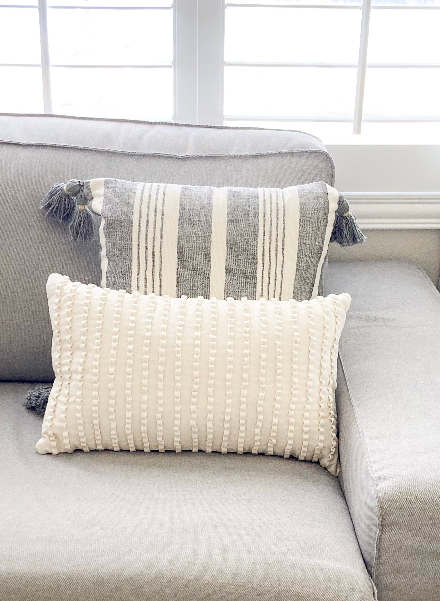 Piper Gray Striped Pillow Cover