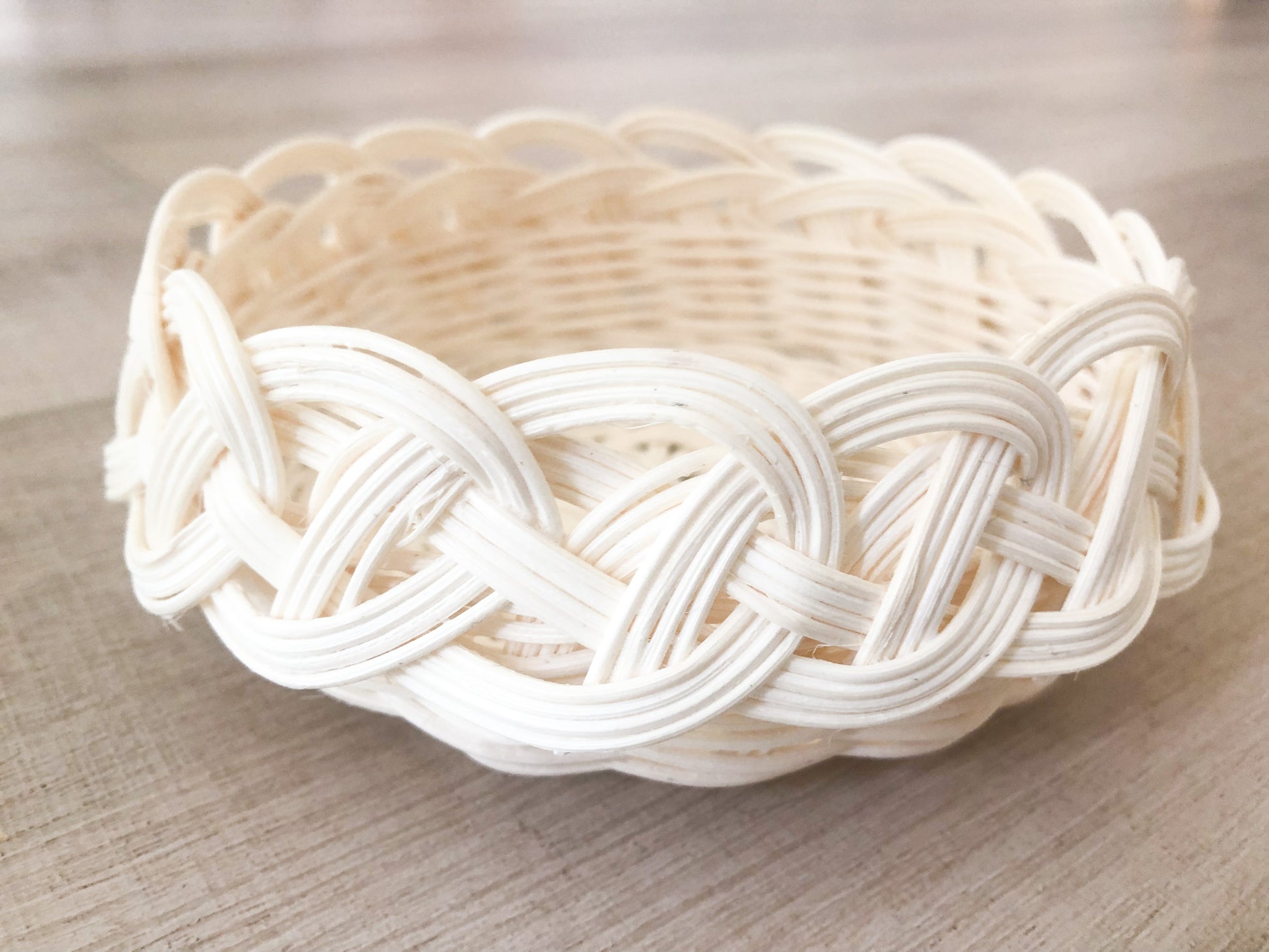 Small white woven decor bowl