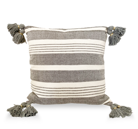 Piper Gray Striped Pillow Cover